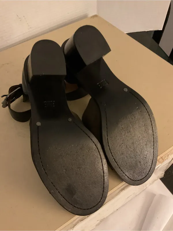 Frye Black Suede & Leather Ankle-Strap Block Heel Brielle Sandals US 8 - Image 12