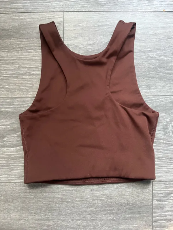 Girlfriend Collective Brown High Neck Longline Sports Bra Cropped Tank Yoga XS - Image 2