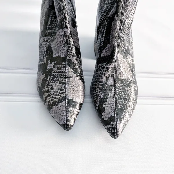Steve Madden Edith Snake Print Ankle Booties Pointed Toe Block Heel Western Glam - Image 3