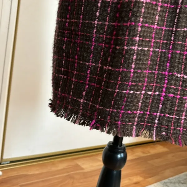 Majorelle Brown and Pink Vintage Sleeveless Tweed Dress - Image 7