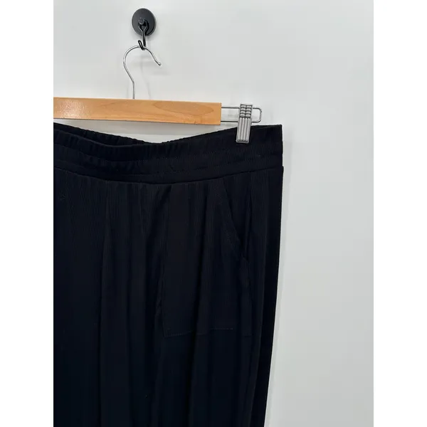 Happily Grey Black Thermal Lounge‎ Pants Womens Medium Ribbed Elastic Waist CD25 - Image 5