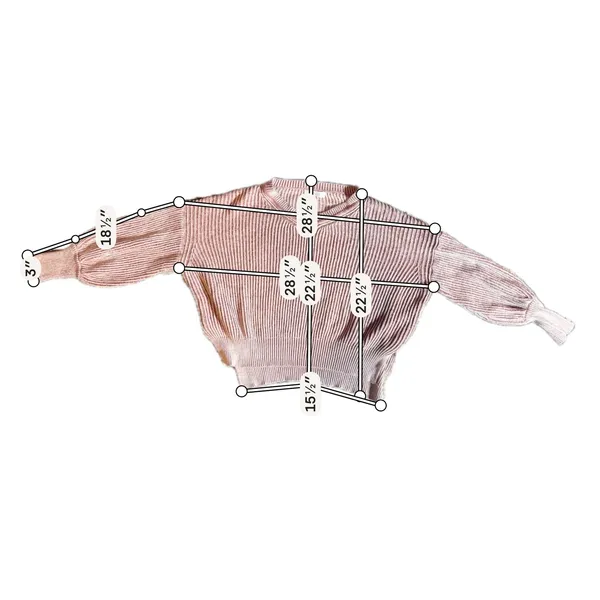 Mod On Trend Sweater Women M Pink Rib Balloon Sleeve High Low Cotton Excellent - Image 6