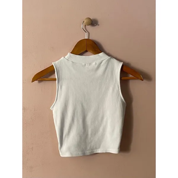 Supré White Mock Neck Crop Top Size S - Image 10
