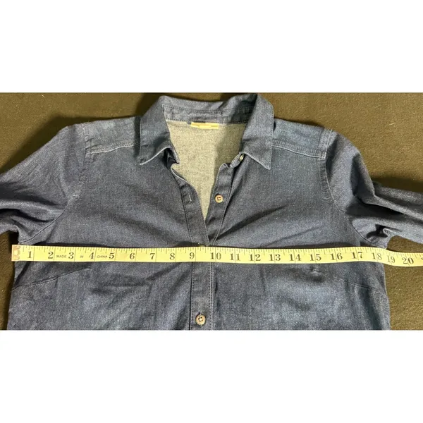 J. Jill Denim ShirtDress Blue Cotton Blend Roll Tab Sleeve XS Petite Knee length - Image 8