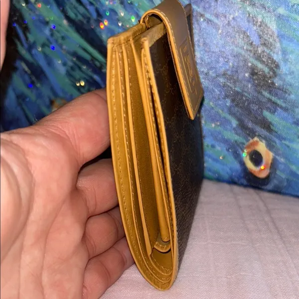 Vintage Celine Coated Canvas Monogram w Leather Accented Wallet - Image 4