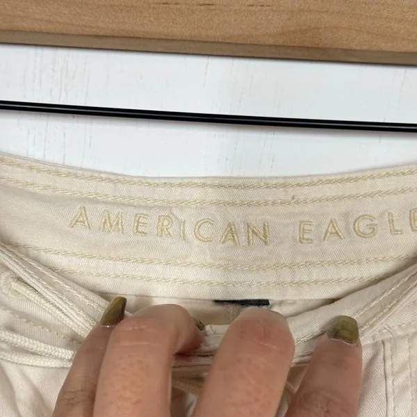 American Eagle Baggy Wide Leg Pant Size XL XXL 2X Ivory Drawstring Utility Cargo - Image 8