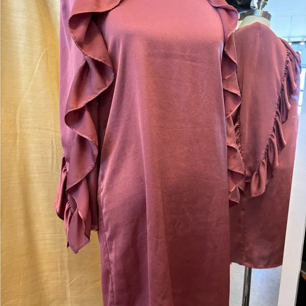 Zara Mauve Long Sleeve Dress‎ with Ruffle Sleeves - Image 7
