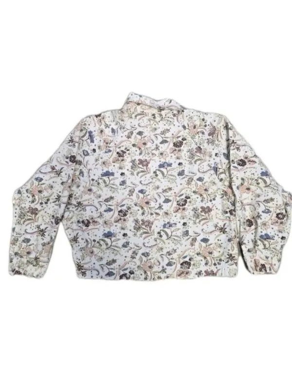 Solitaire Floral Eyelet Button Up Shirt Jacket Medium - Image 3