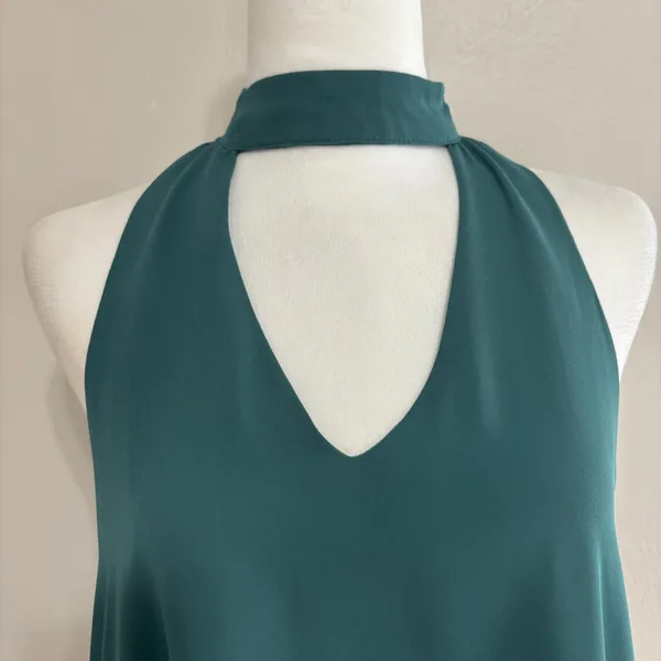 The Impeccable Pig Dress Green Halter Keyhole Mini Flowy Shift Wedding Party M - Image 4