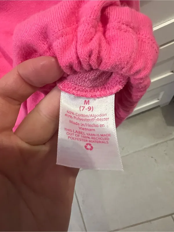 Cropped Hot Pink Drawstring Sweatshirt Size M - Image 4