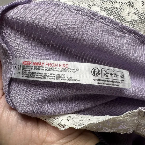Urban Outfitters Y2K Out‎ From Under Lilac Lace Trim Ribbed Cami Tank Top Coquette Balletcore M - Image 7