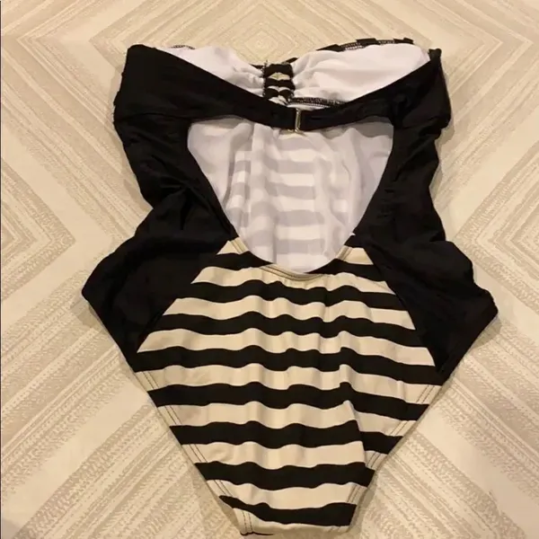 Ella Moss Ivory/Black Strpless Stripe Bathing Suit - Image 6