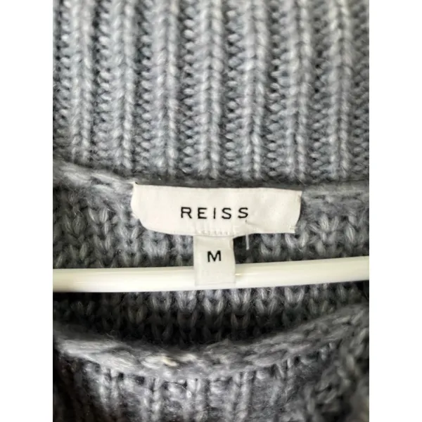 REISS Myla Oversized Cable Knit Turtleneck Sweater Gray Wool Alpaca Medium Cozy - Image 5