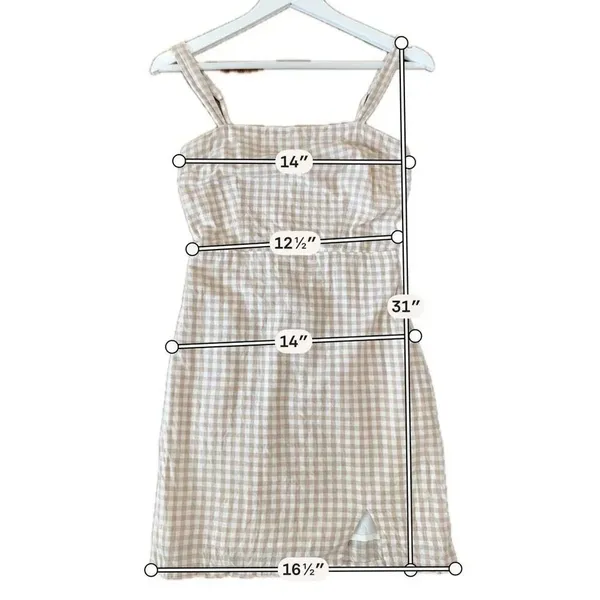 Abercrombie & Fitch checkered gingham tan mini dress size xs - Image 9