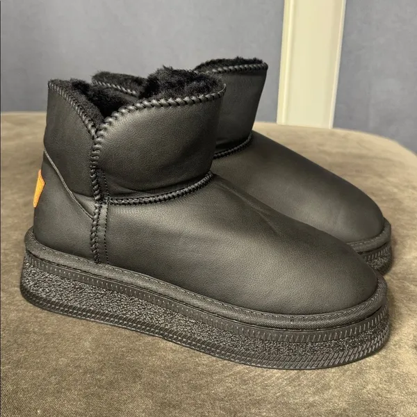 Women’s Black Mini Platform Ankle Boots Faux Fur Lined Size 7.5 (EU39) NEW - Image 13