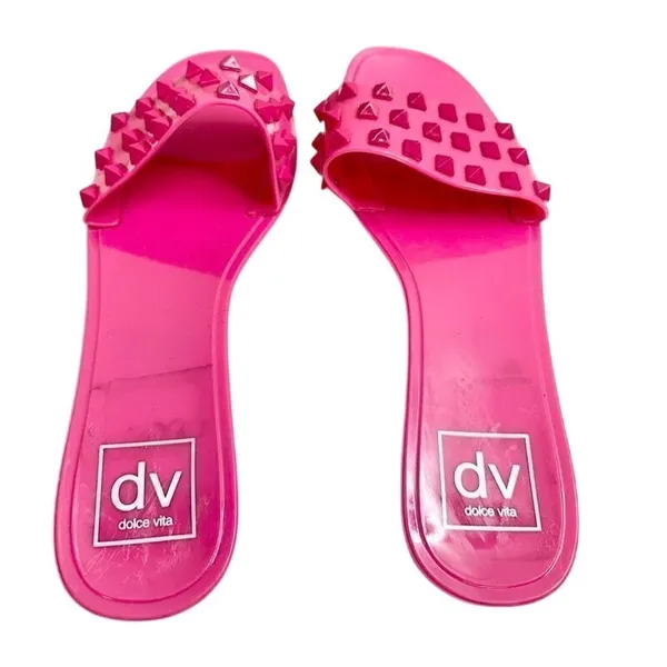 DV Dolce Vita Skylar Hot Pink Studded Jelly‎ Slide Sandals Womens Size 5M - Image 5
