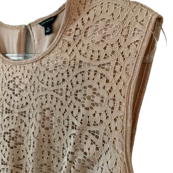 Ann Taylor Lace Sleeveless Top in Beige - Image 5