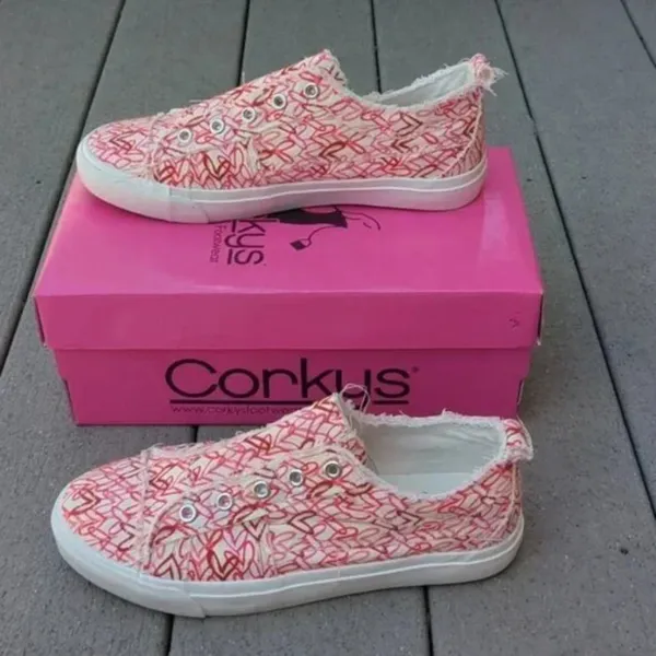 NWT Corky's Babalu Heart Print Slip On Sneakers | Corkys Heart Print Sneakers - Image 2