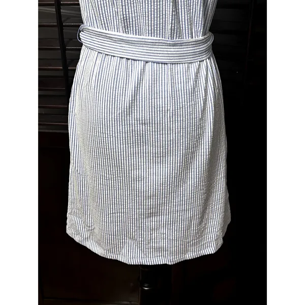 Michael Kors Women's Blue/White Striped Off Shoulder Ruffled Dress S NWT - Image 7