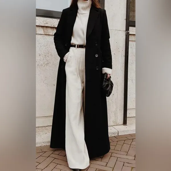 Black button long coat Size 2 - Image 2