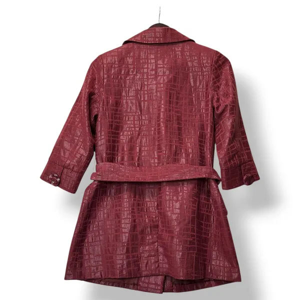 Vertigo Paris Women Red Textured Belt‎ Coat Jacket S Lurex Cotton Blend Glam Mod - Image 3