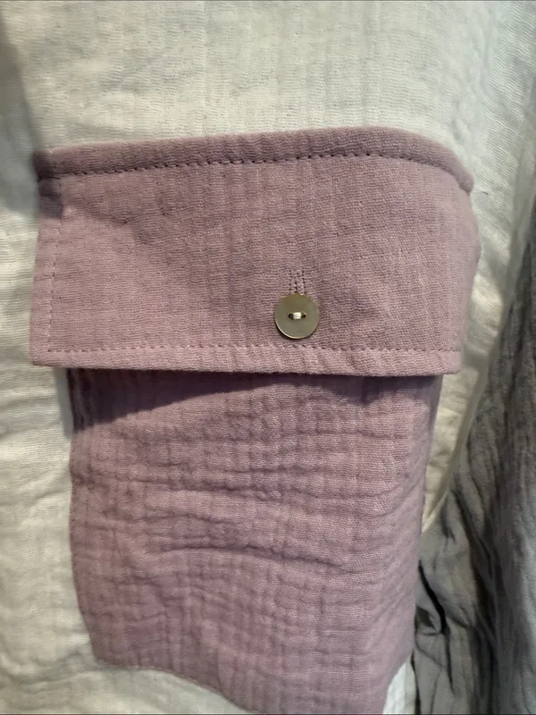 entro Colorblock Button-Down in White, Gray & Dusty lavender - Image 3