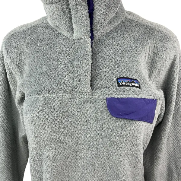 Patagonia Gray Purple Re-Tool Snap Outdoor Hiking Pullover Sweater Top Size M - Image 3