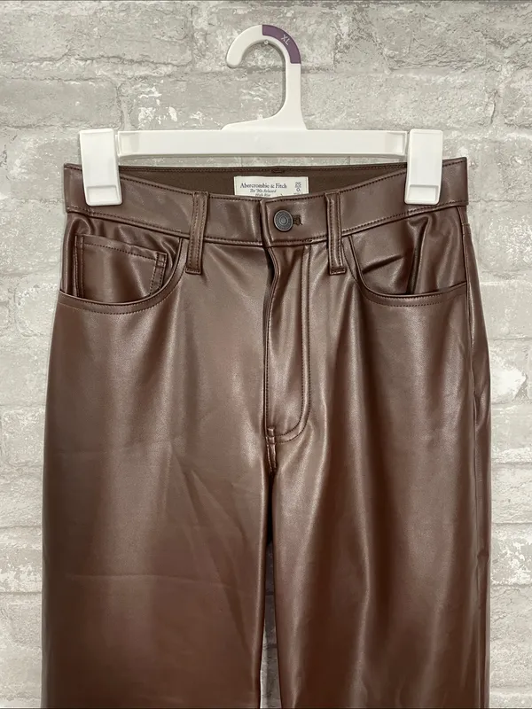 Abercrombie & Fitch The 90’s Relaxed High Rise Faux Leather Straight Leg Pants - Image 2