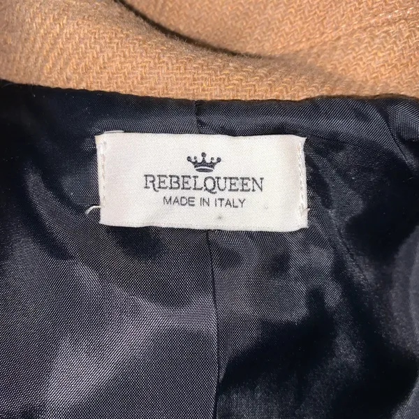 Rebel Queen camel double breasted wool blend pea coat size 42 - Image 15