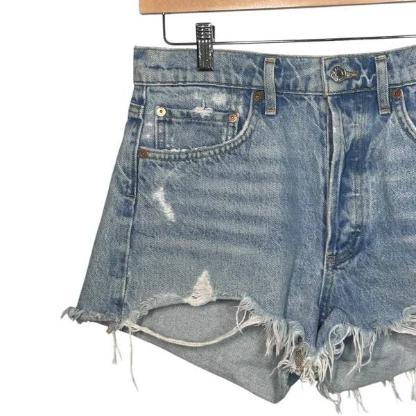 Agolde Light Blue Distressed Denim Jean Shorts - Image 10