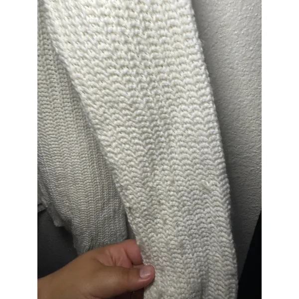 Aerie Cream Lace Up Back Chunky Knit Shaker Sweater‎ Womens Medium Off White - Image 6
