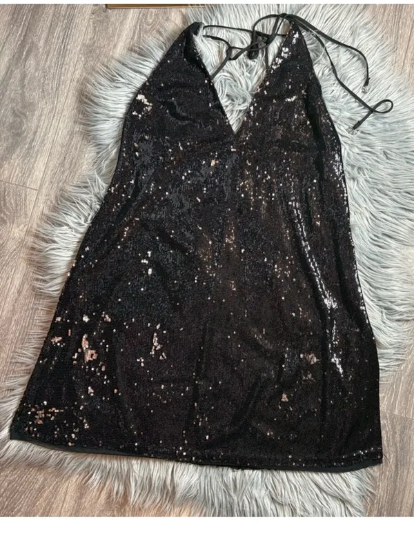 Free People Sequin Double Take Mini Dress L - Image 4