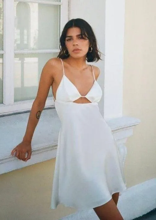 ZARA Dress Mini Satin Lingerie Effect White Wedding Bridal Shower Vacation Summer - Image 7