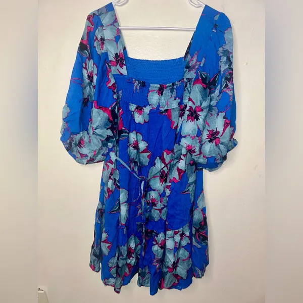 NWT Band Of The Free Soria | Floral Lapis Blue Slate Dress L - Image 5