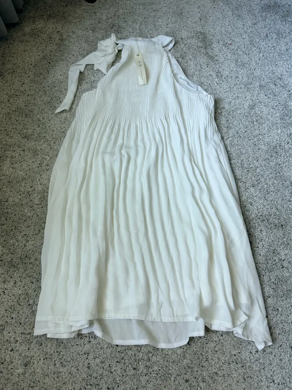 She+Sky Pleated Halter Mini Dress with Tie Neck - Image 2