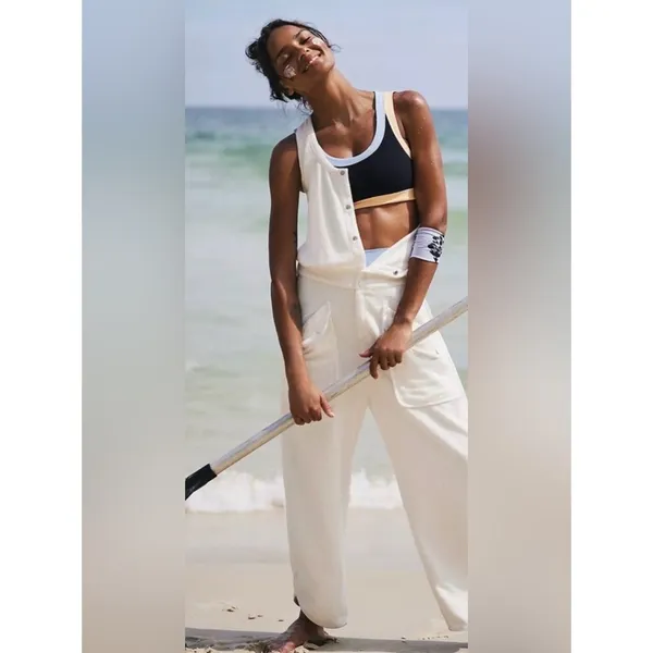 Free People FP Movement Timko One Piece White Barrel Leg Jumpsuit‎ XS - Image 3
