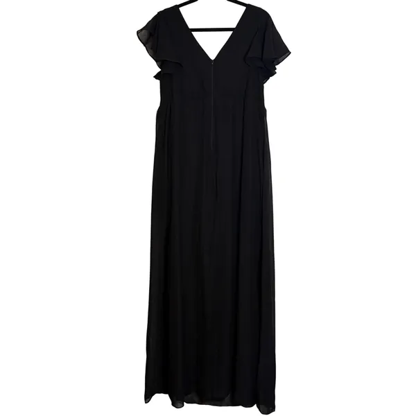 Birdy Grey Hannah‎ Chiffon Maxi Dress Black V Neck Bridesmaid Formal Large - Image 7