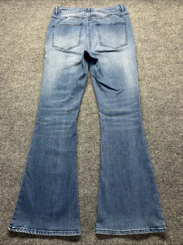 Cache Light Blue Flared Jeans with Decorative Buttons - Image 2
