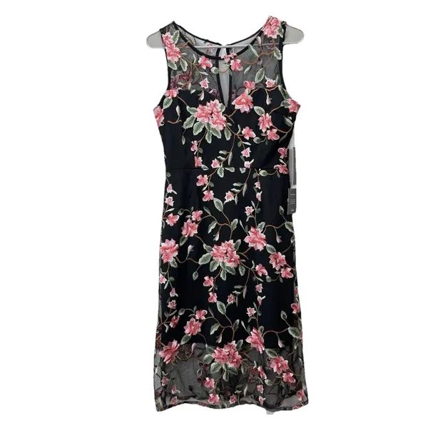 NWT Lulus Headliner Floral Embroidered Sleeveless Midi Dress‎ Size MEDIUM - Image 5