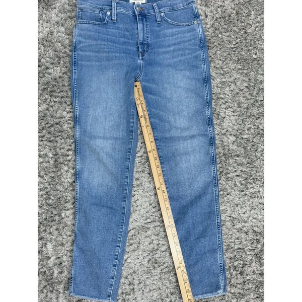 Madewell Women’s Blue Jeans 10” High Rise Skinny Raw Hem Stretch Distressed 29 - Image 10