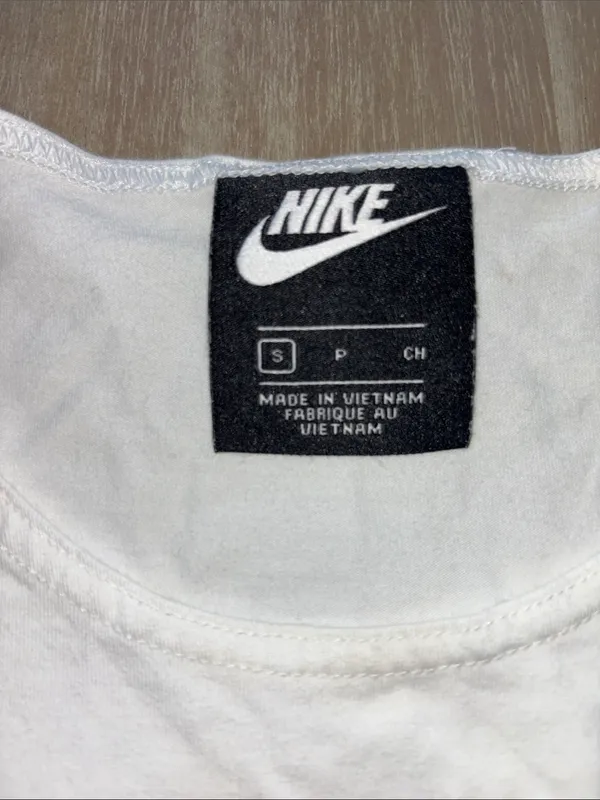 Nike White Crop Tank with Black Logo and Trim - Image 3