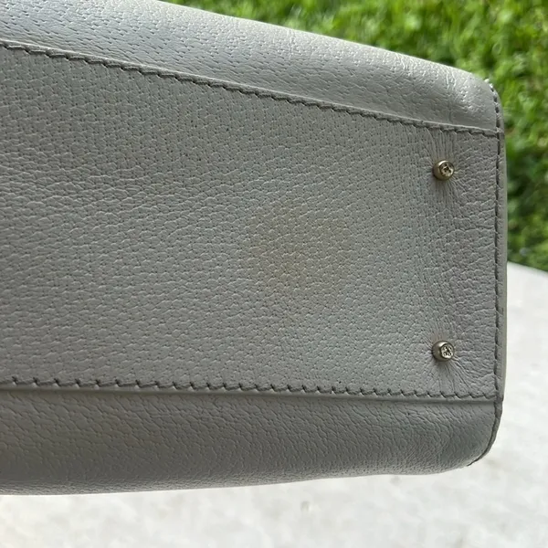 Vintage Y2K Kate Spade White Leather Barrel Satchel Handbag - Image 9