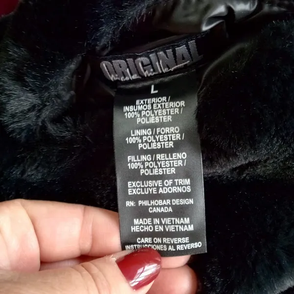 Nicole Miller Large Women's Reversible Black Faux Fur Puffer Vest Jacket - Image 4