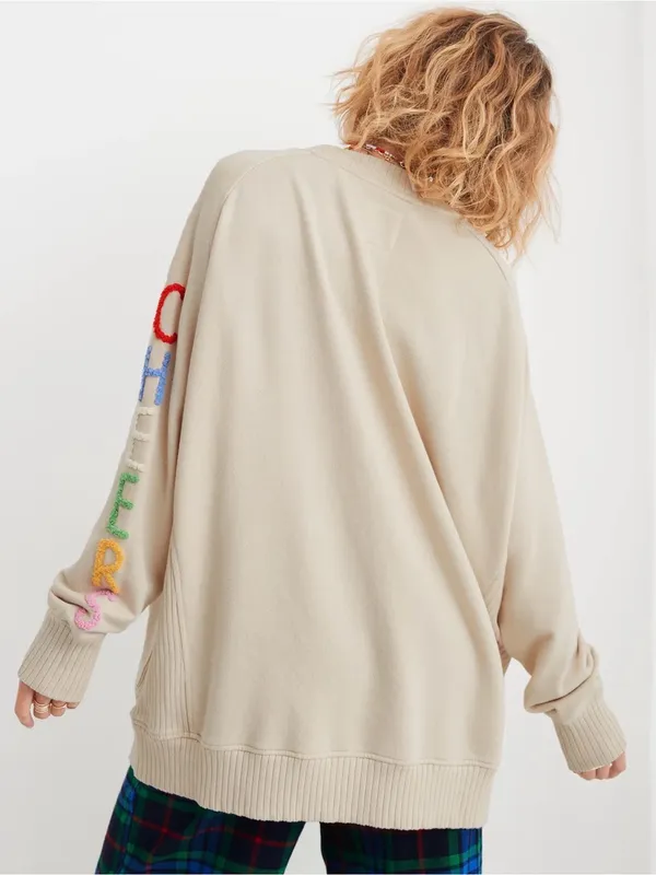 AERIE “Cheers” Down-To-Earth Sweatshirt in Soft Oat Size M - Image 4