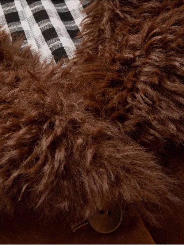 CIDER Brown Faux Suede Penny Lane Jacket - Size Large (EUC, Detachable Fur) - Image 3