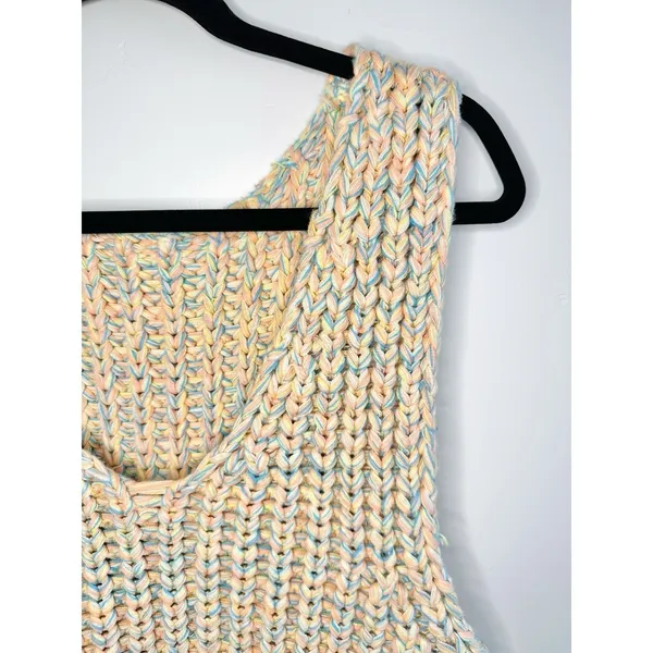 Free People‎ Hoopla Boxy Tank XS Pastel Multicolor Chunky Knit Boho Oversized - Image 8