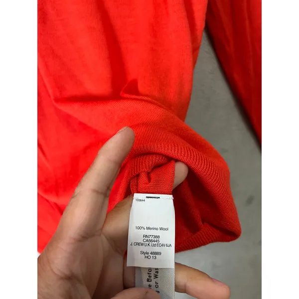 J.Crew Lightweight‎ Merino Wool V-Neck Sweater Orange Minimalist Classic SM New - Image 5