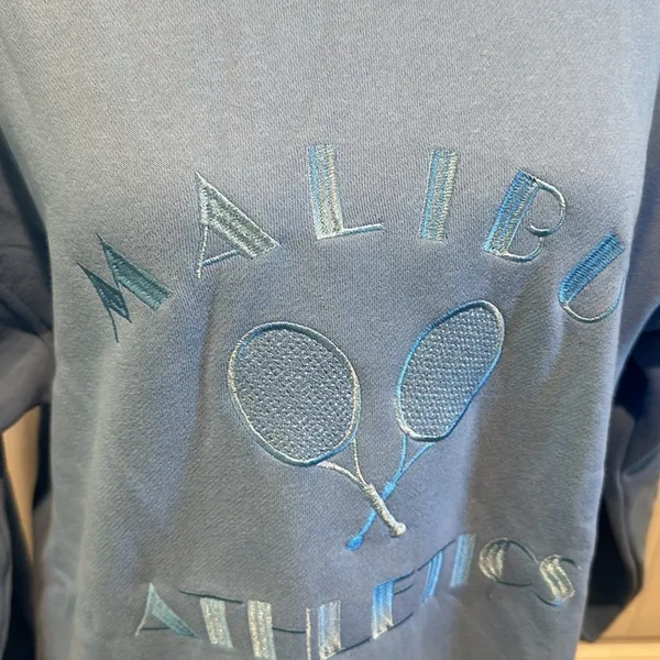 Bailey Rose Medium Embroidered‎ “Malibu Athletics” Blue Crewneck Pullover - Image 5