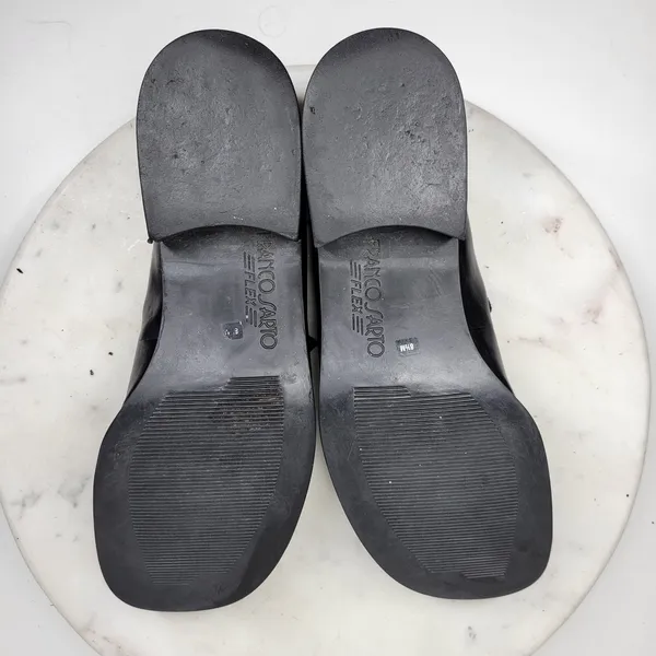 Franco Sarto Bocca Leather Block Heel Loafers 8.5 Black Square Toe Y2K Office - Image 14