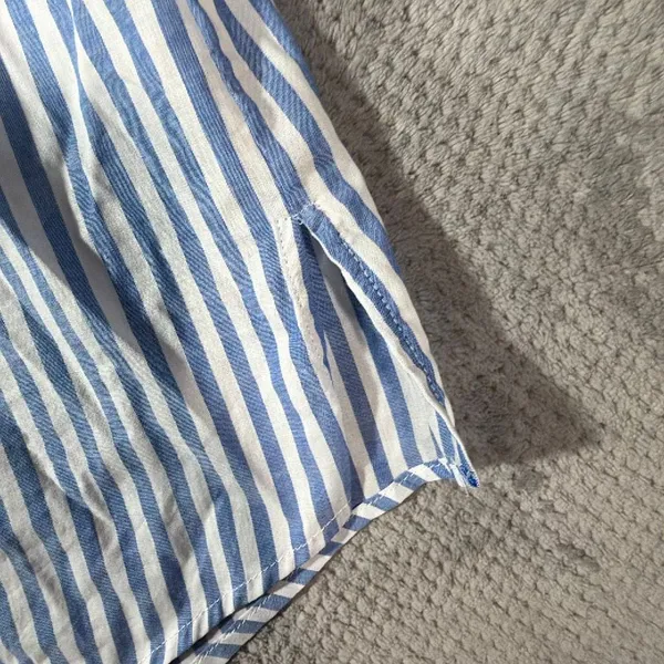 J.Crew Size L Blue White Striped Cotton Button Down Shirt Long Sleeve Officewear - Image 6